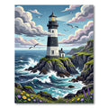 Coastal Lighthouse Rocky Cliff Scenic Landscape Rug