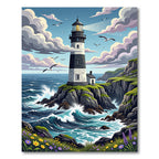 Coastal Lighthouse Rocky Cliff Scenic Landscape Rug