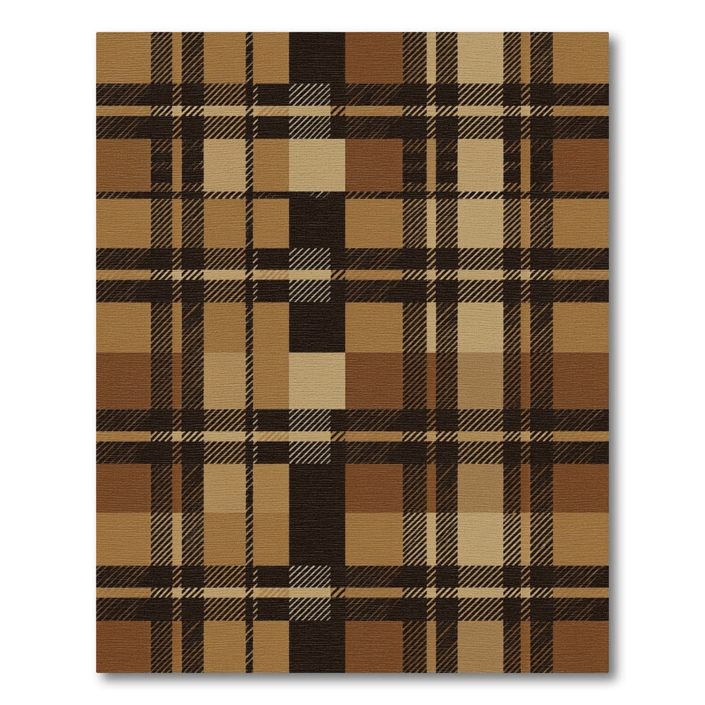 Earthy Brown Tartan Plaid Rug