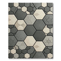 Modern Charcoal and Cream Hexagon Mosaic Rug