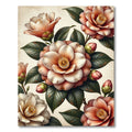 Elegant Peach Camellia Garden Bloom Rug