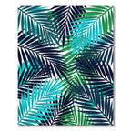 Lush Teal and Navy Tropical Foliage Rug