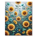 Sunlit Golden Sunflower and Teal Meadow Rug