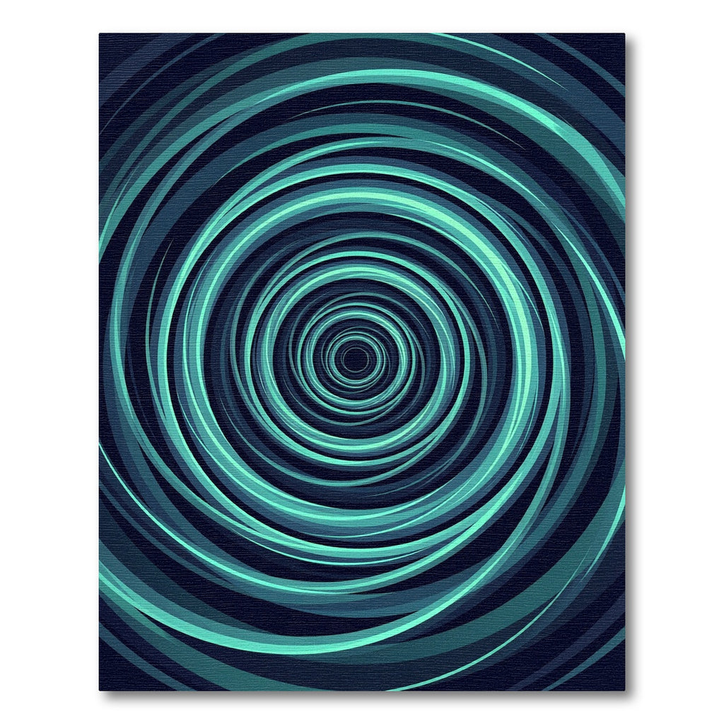 Modern Abstract Teal Circular Swirl Rug