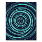 Modern Abstract Teal Circular Swirl Rug