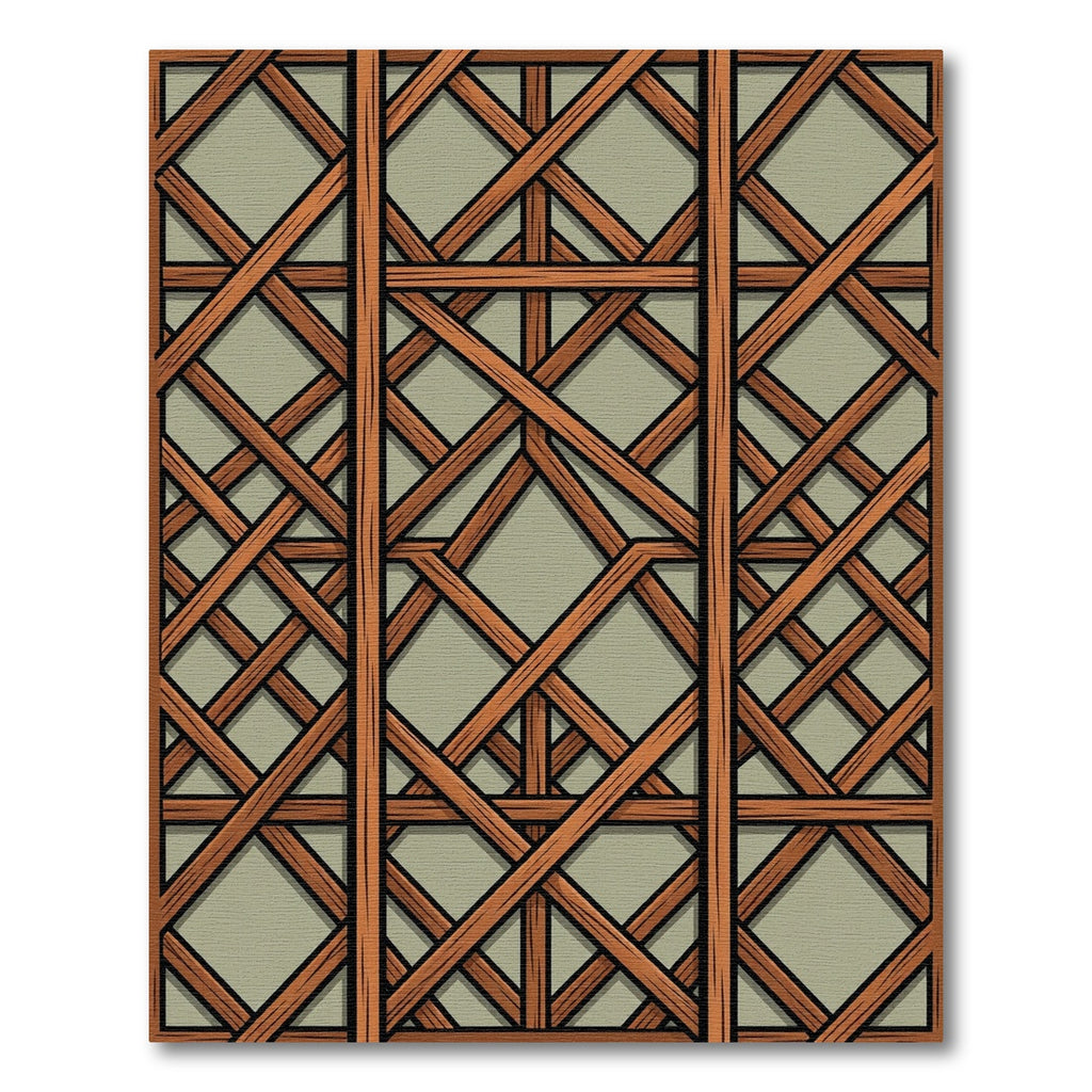Symmetrical Wood Trestle Lattice Tile Rug