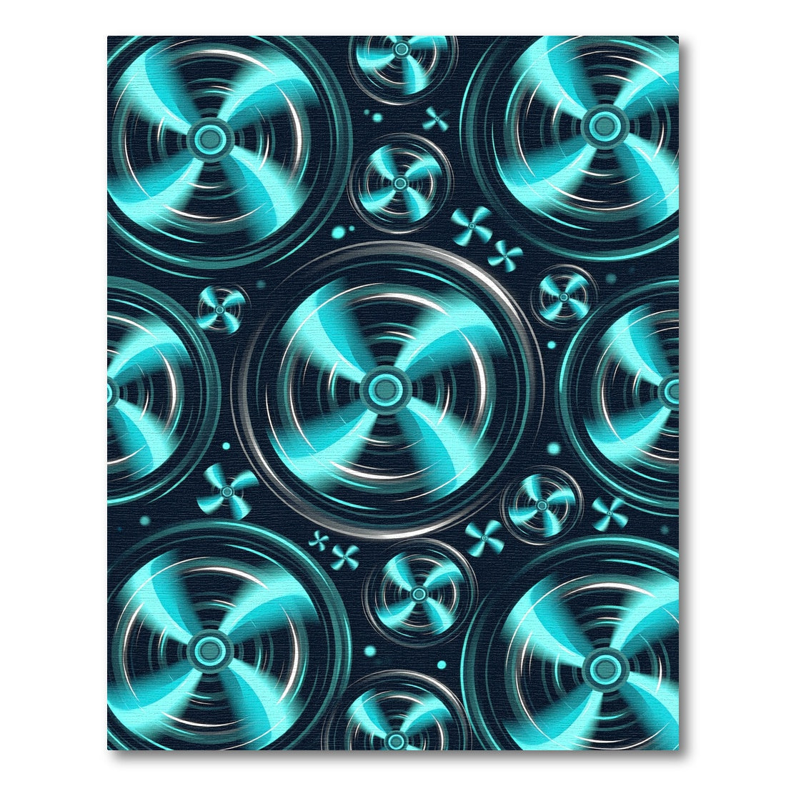 Vibrant Teal Propeller Whirlwind Rug