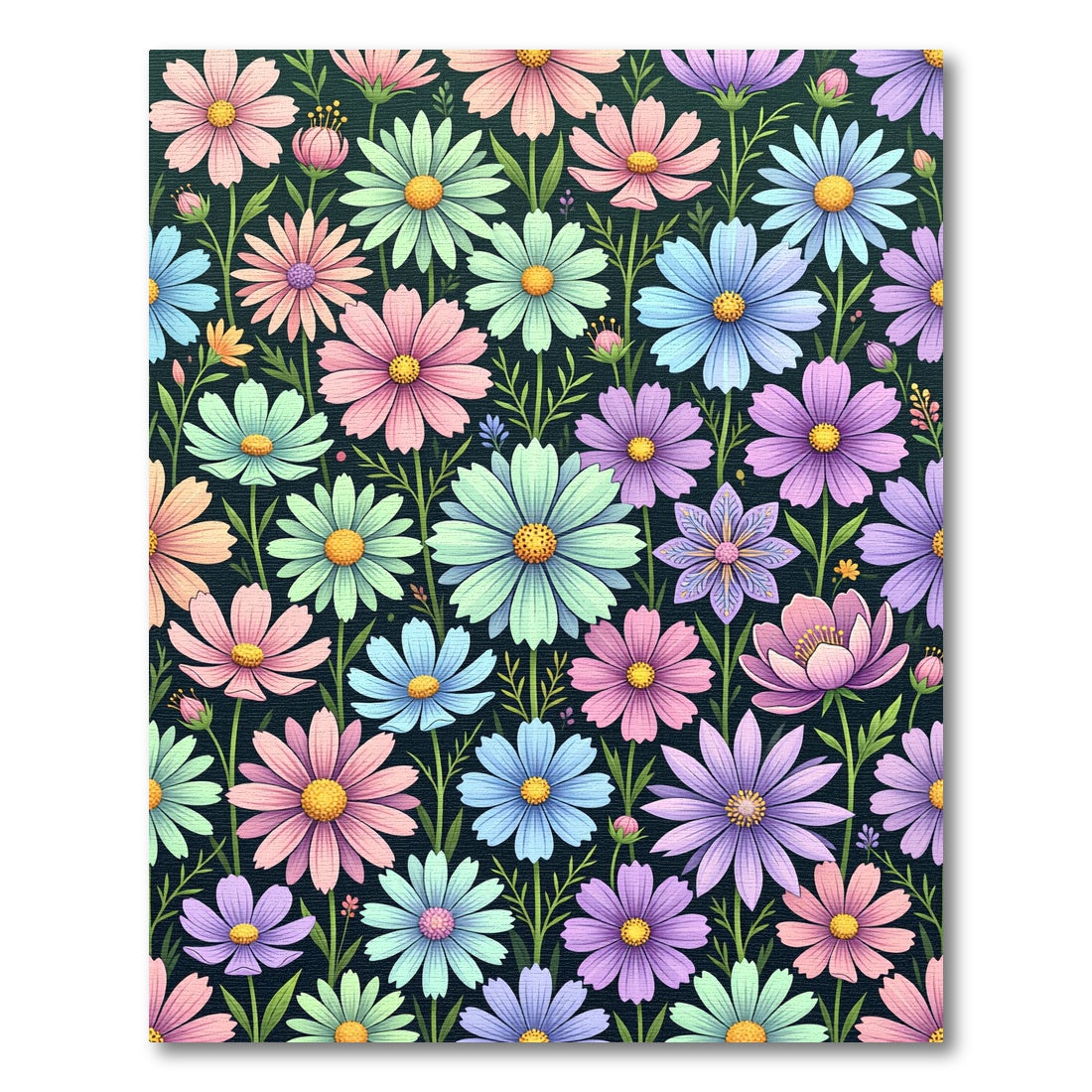 Vibrant Pastel Cosmos Meadow Floral Rug