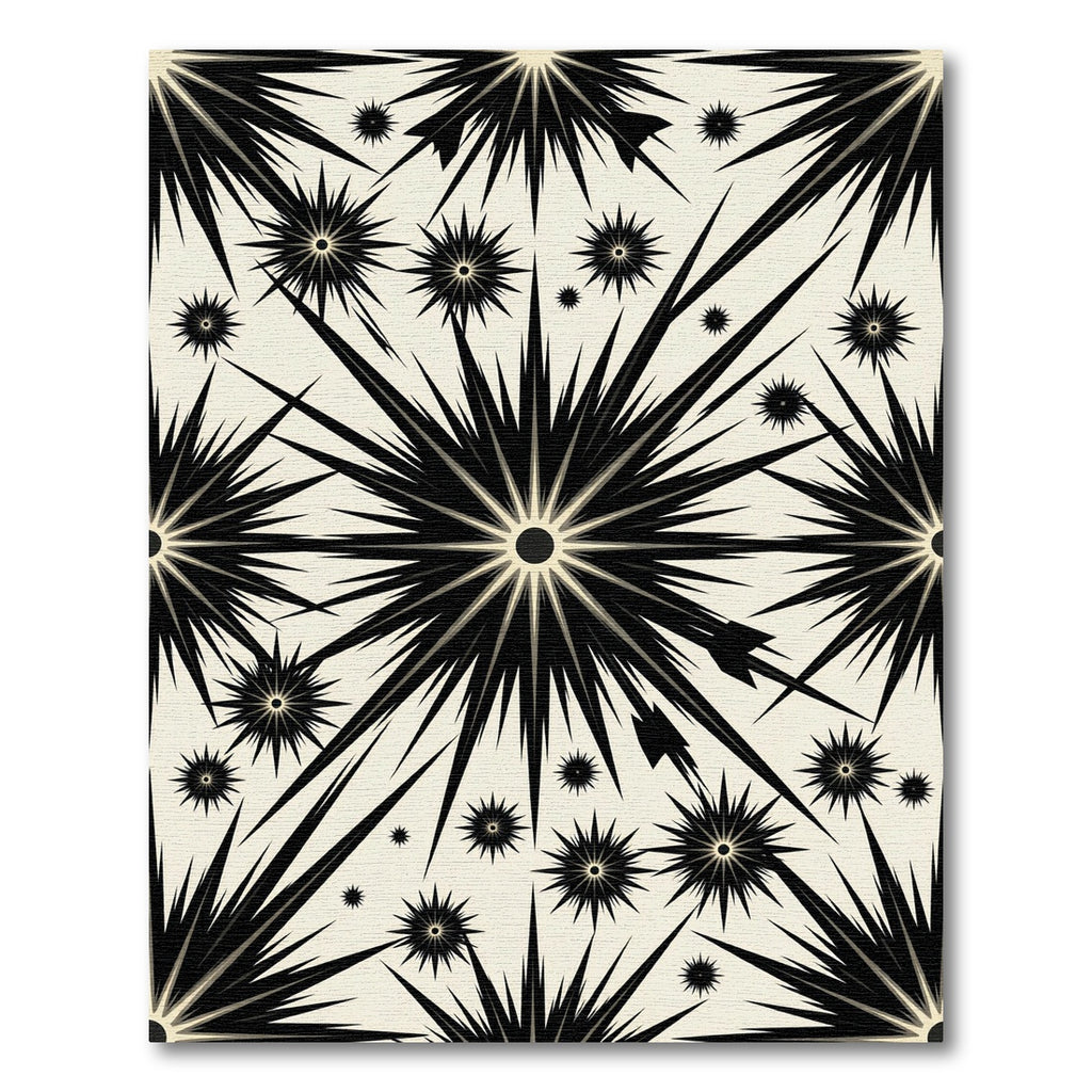 Black Starburst Medallion Cream Rug