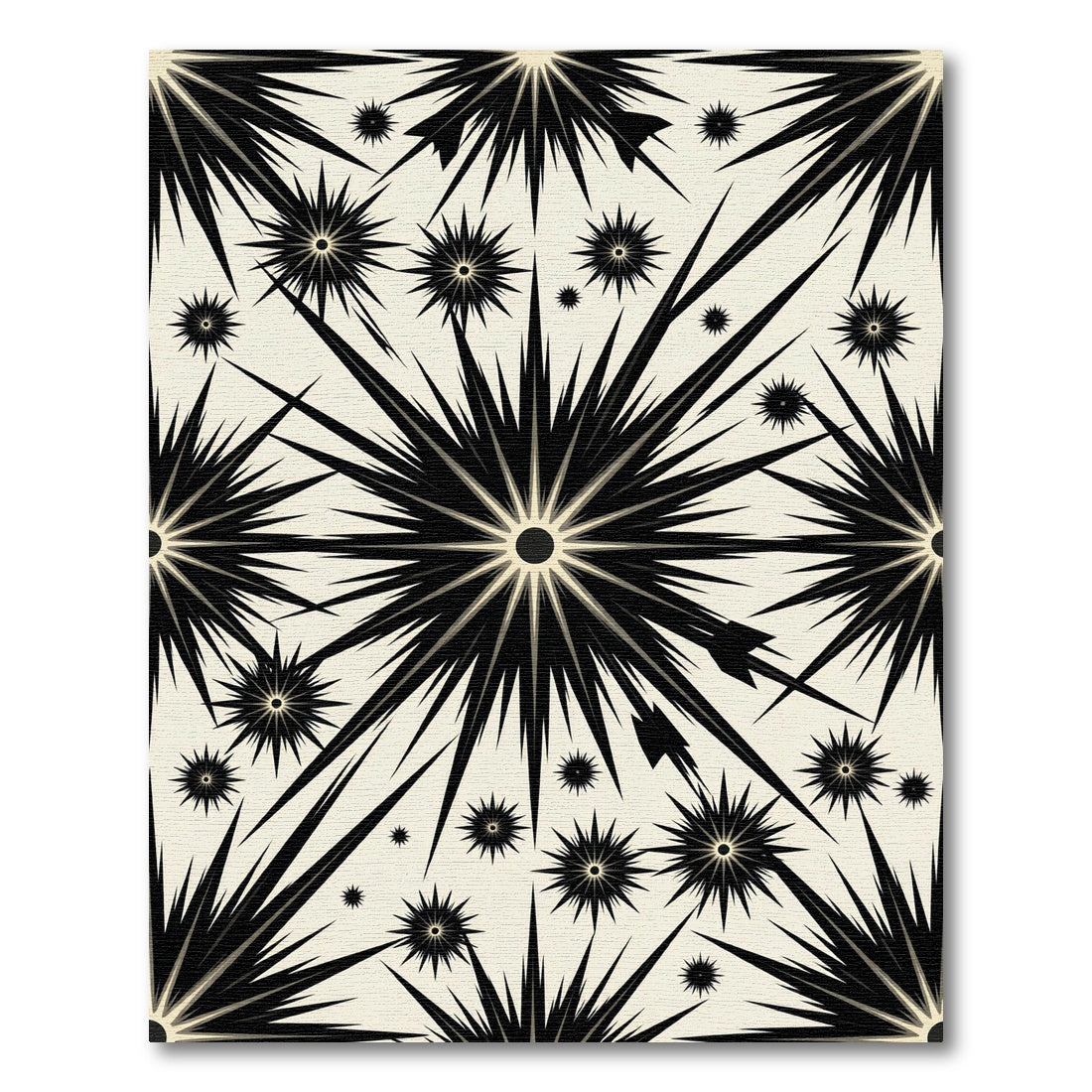Black Starburst Medallion Cream Rug