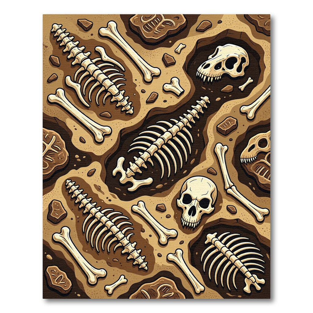 Fossilized Archaeological Excavation Earthy Bone Tones Rug