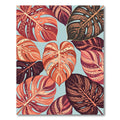 Coral Ochre Terracotta Tropical Leaf Rug