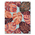 Coral Ochre Terracotta Tropical Leaf Rug