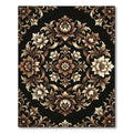 Baroque Floral Medallion Gold Black Rug