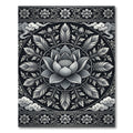 Ornate Silver Lotus Cloud Mandala Rug