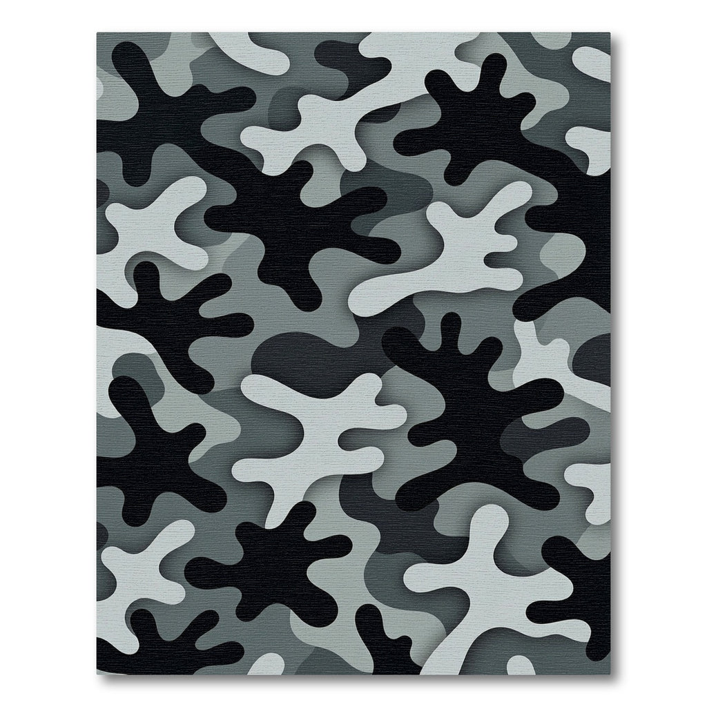Modern Monochrome Camouflage Abstract Area Rug