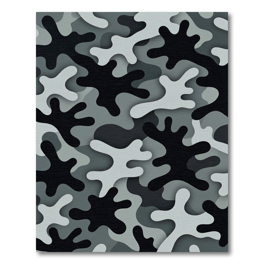 Modern Monochrome Camouflage Abstract Area Rug