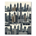 Modern Minimalist Gray Urban Skyline Rug