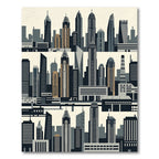 Modern Minimalist Gray Urban Skyline Rug