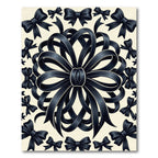 Elegant Black Bow Ribbon Medallion Rug