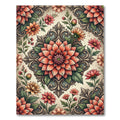 Vintage Peach Floral Damask Medallion Rug
