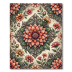 Vintage Peach Floral Damask Medallion Rug