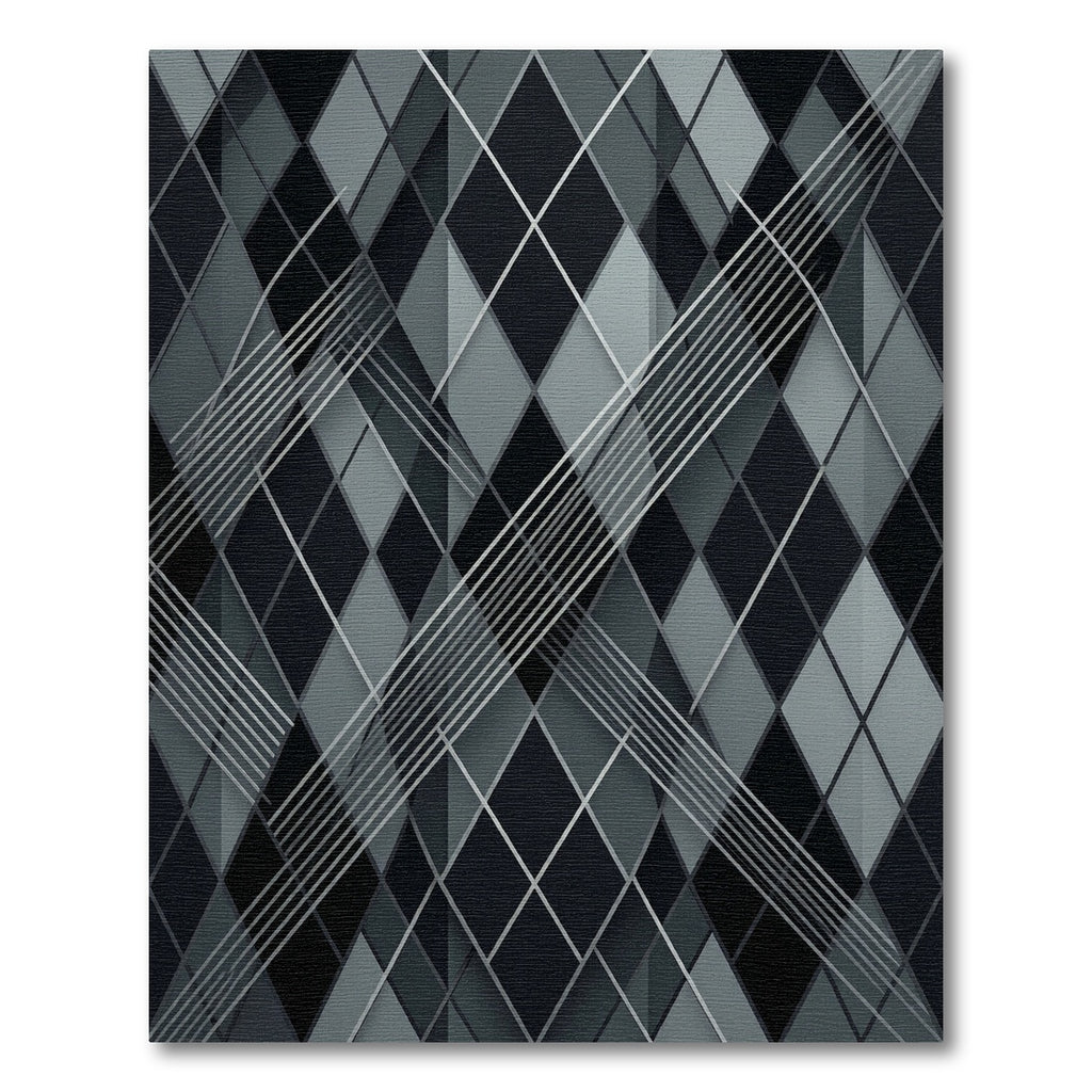 Modern Charcoal Monochrome Geometric Argyle Rug