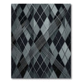 Modern Charcoal Monochrome Geometric Argyle Rug
