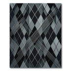 Modern Charcoal Monochrome Geometric Argyle Rug