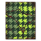 Green Houndstooth Cracked Abstract Rug