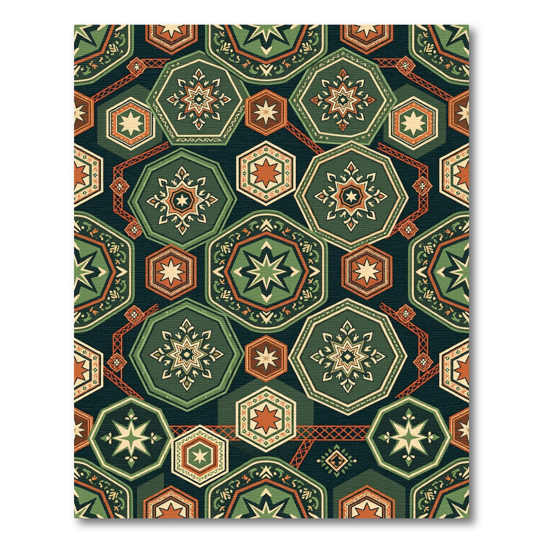 Sage Green Geometric Star Hexagon Rug
