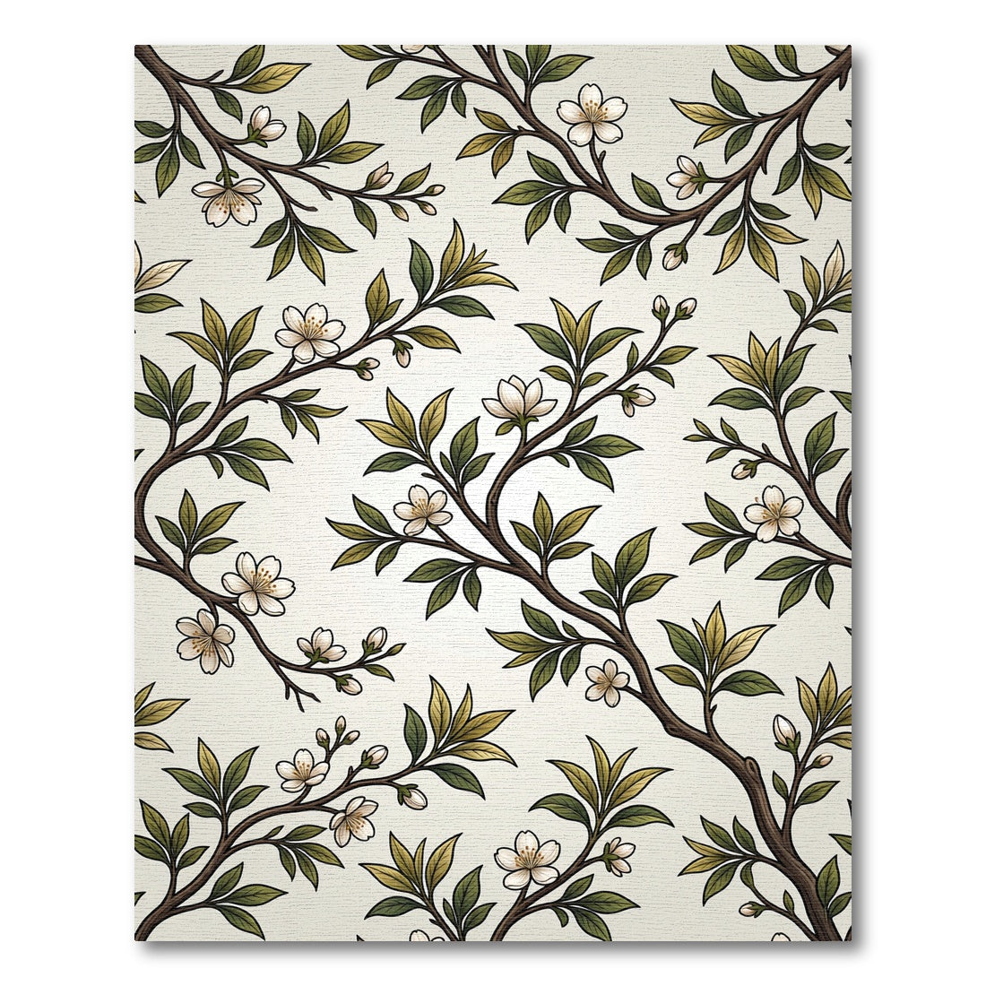 White Blossom Branch Foliage Rug