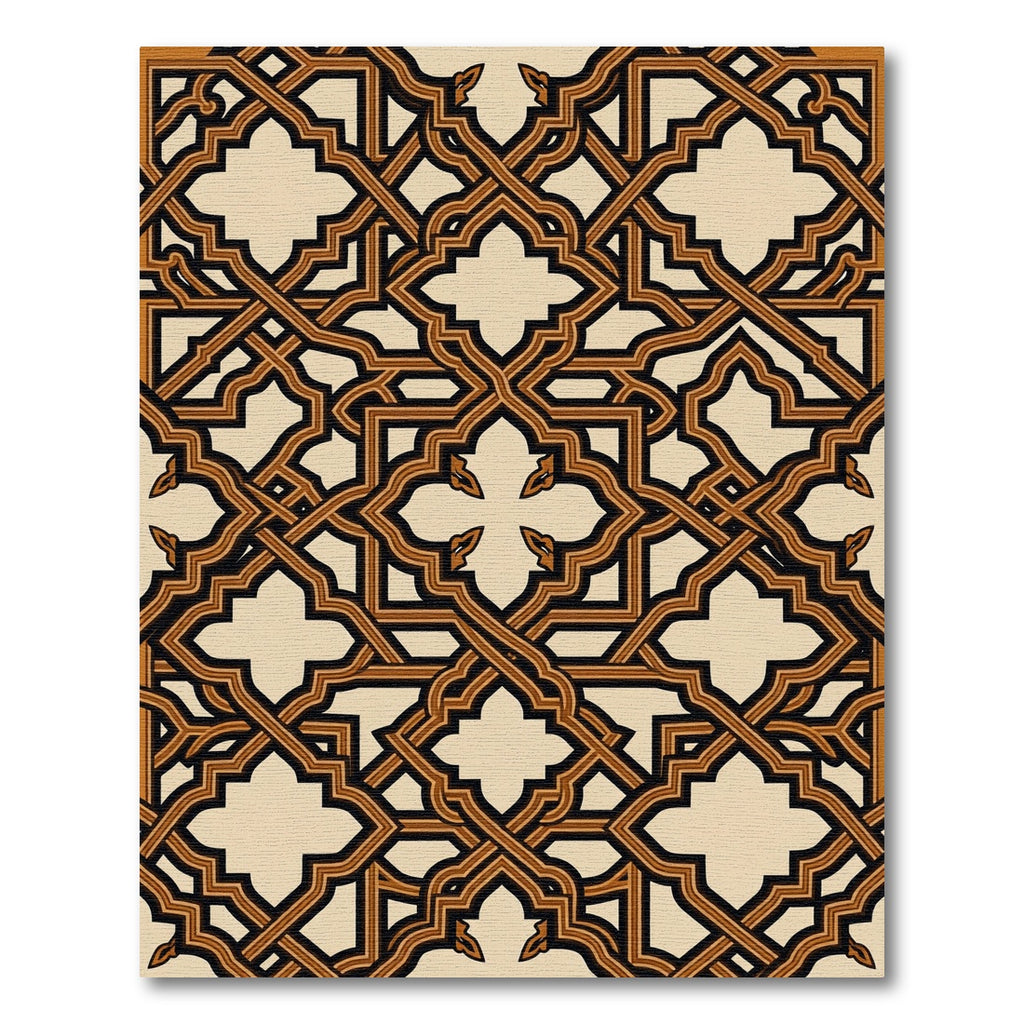 Brown Tan Interlocking Geometric Layers Rug