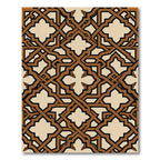Brown Tan Interlocking Geometric Layers Rug