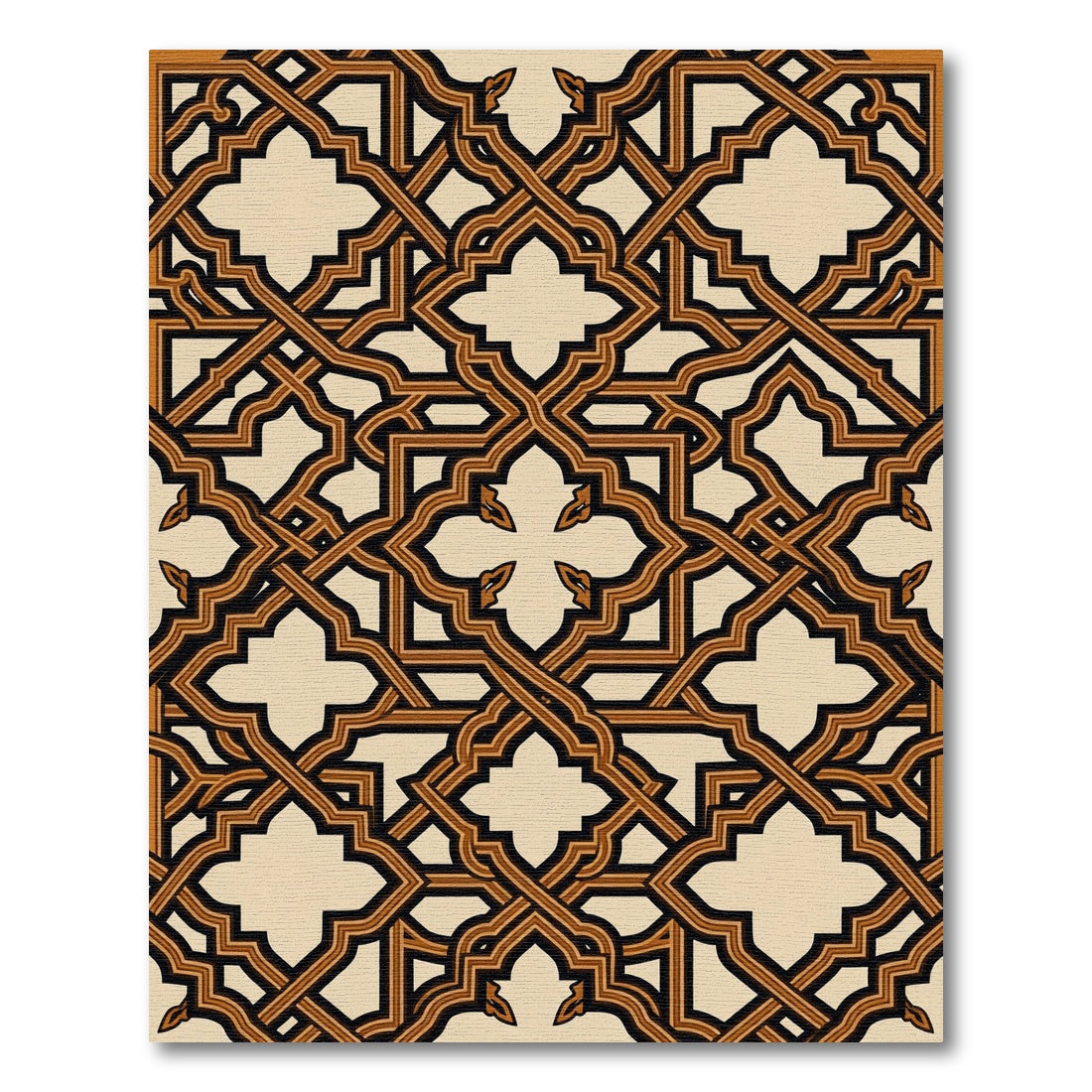 Brown Tan Interlocking Geometric Layers Rug