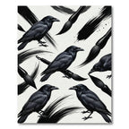 Black Raven Ink Brush Composition Rug