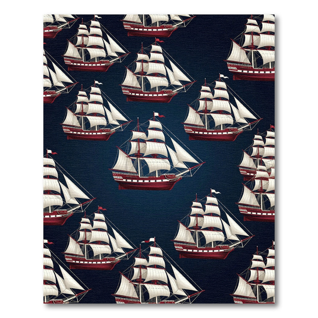 Classic Navy Sailing Ship Armada Rug