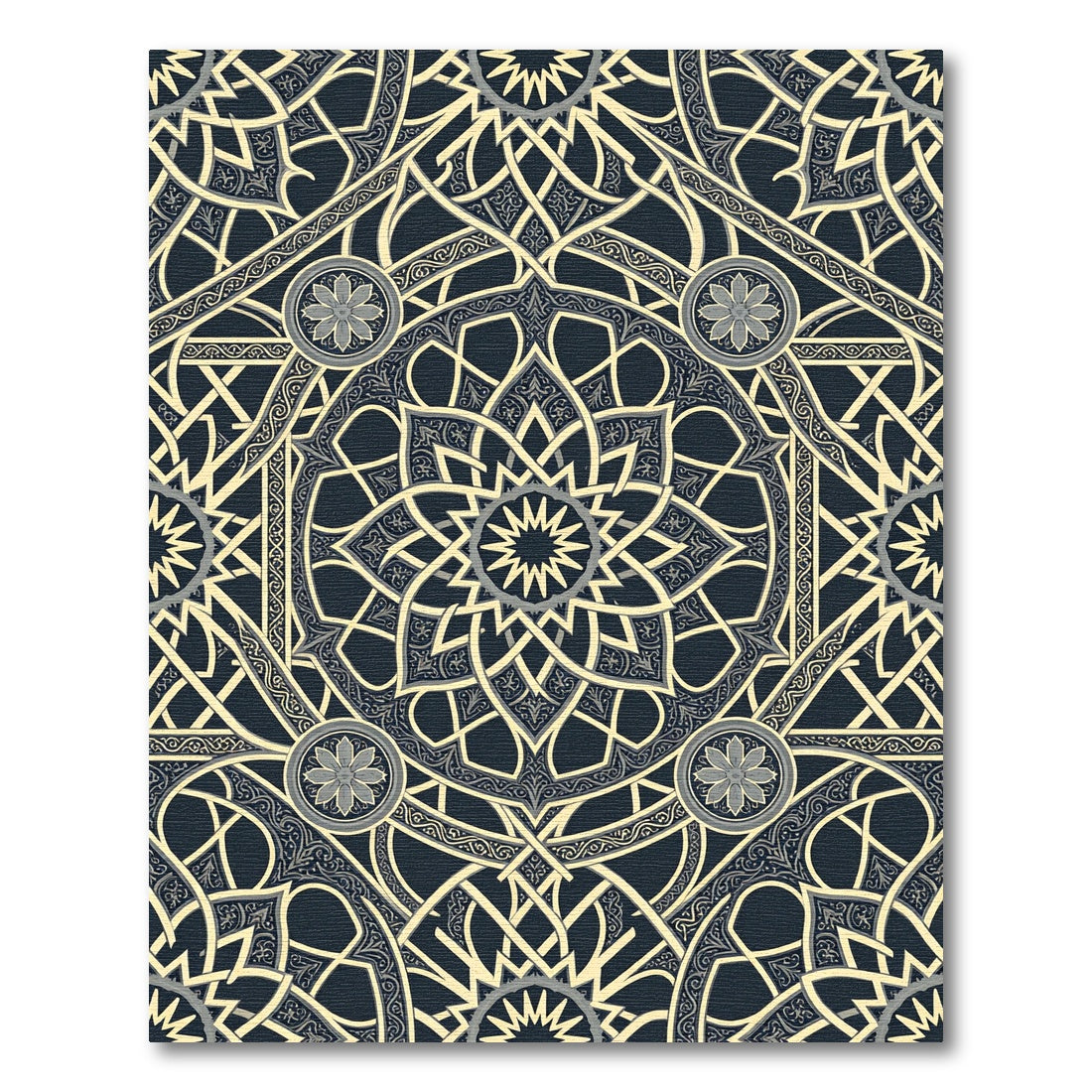 Intricate Ivory Arabesque Mandala Rug