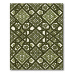 Intricate Forest Green Geometric Floral Tile Rug