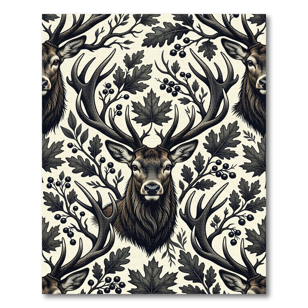 Majestic Woodland Elk Forest Illustration Rug
