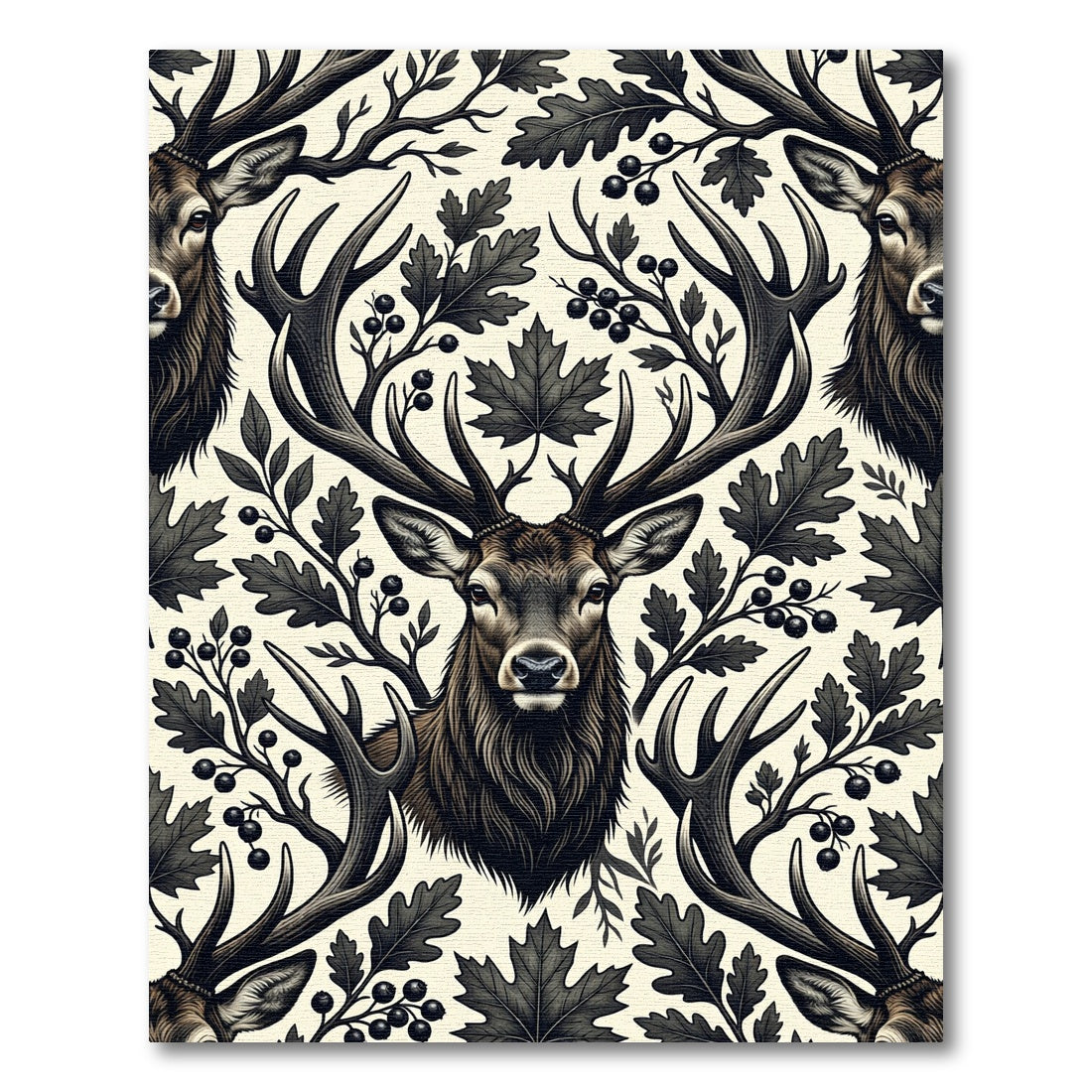 Majestic Woodland Elk Forest Illustration Rug