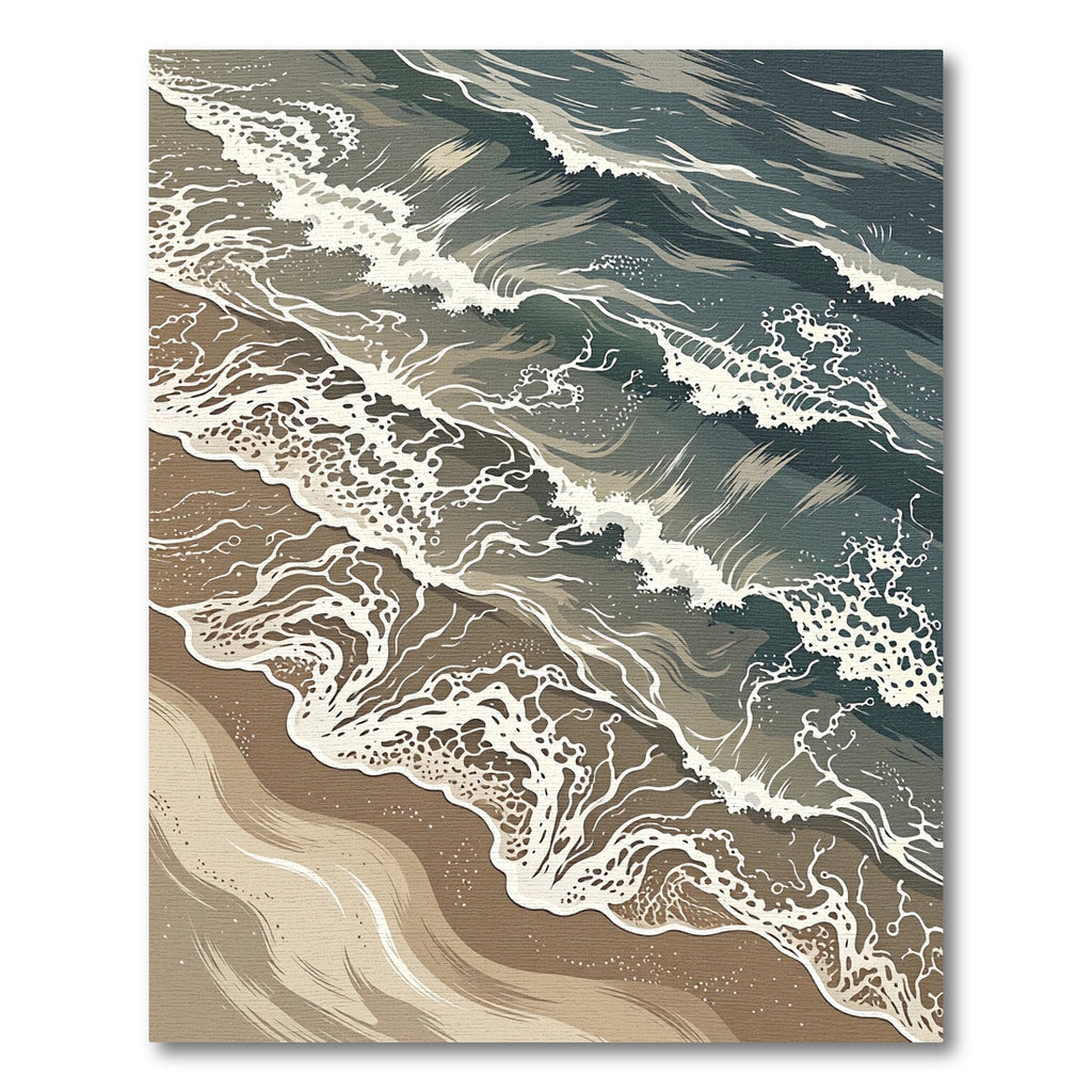 Coastal Ocean Waves Beach Artwork Rug