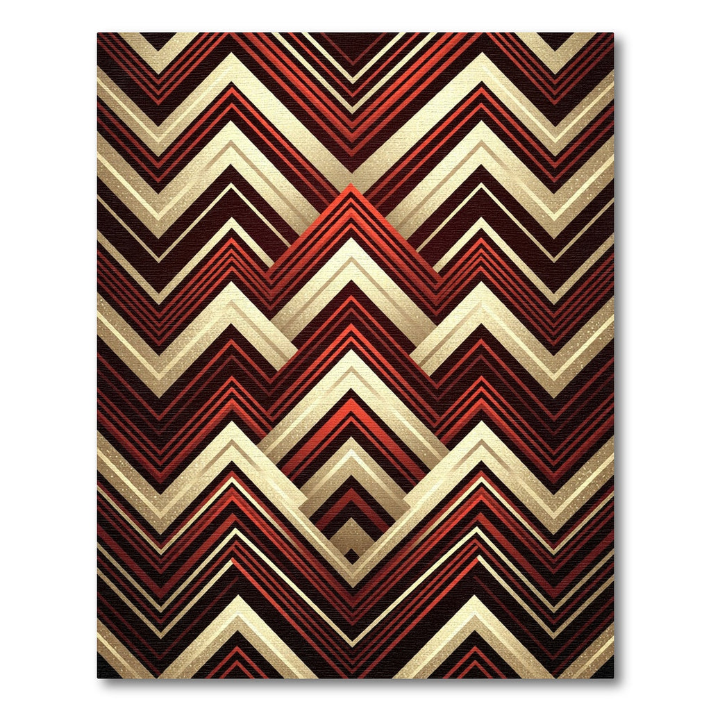 Bold Art Deco Red Geometric Stripe Rug