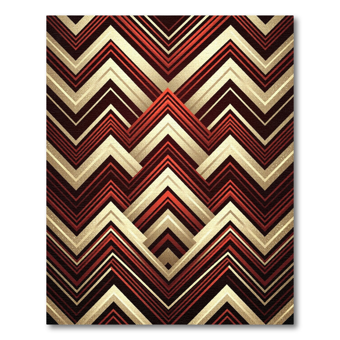 Bold Art Deco Red Geometric Stripe Rug