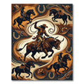 Rustic Western Rodeo Cowboy Horse Art Rug