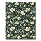 Cream Cosmos Floral Dark Emerald Meadow Rug