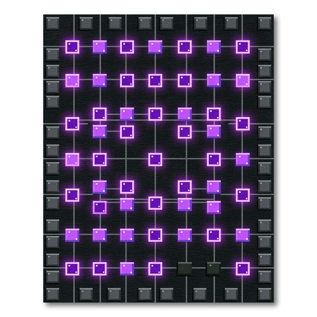 Neon Violet Cyberpunk Grid Square Luminescence Rug
