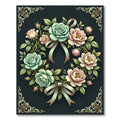Elegant Teal and Cream Rose Wreath Rug