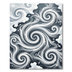 Ethereal Charcoal and White Swirling Frost Rug