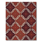 Ornate Crimson Quatrefoil Inlay Rug